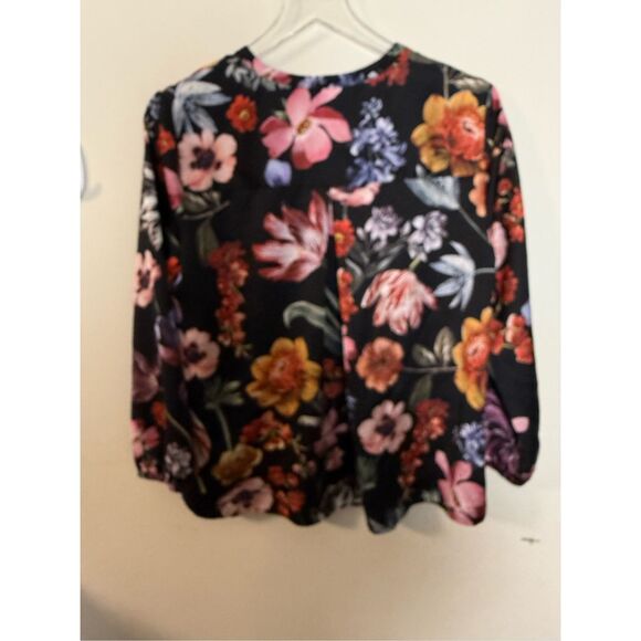 J. Crew Open V-neck top in midnight dutch floral satin popover blouse medium - Picture 4 of 4
